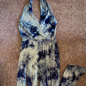Large blue tie dye jumpsuit